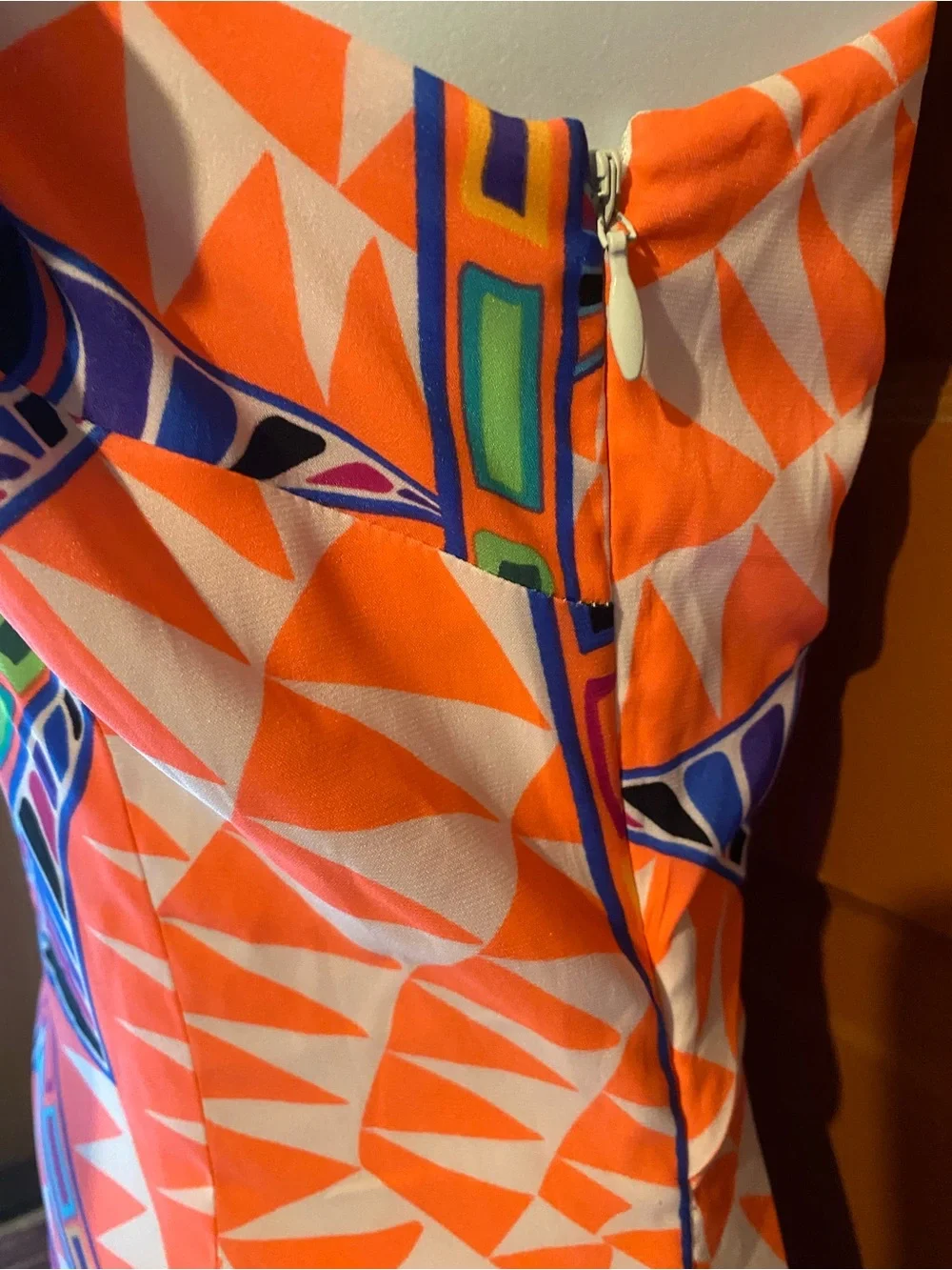 Mara Hoffman Coral and Blue Geometric Halter Maxi Dress